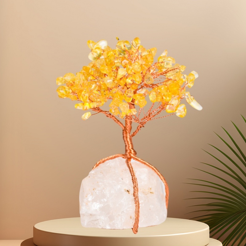 Raw Gemstone Copper Tree Base Spiritual Meditation Energy Room Office Desk Decor Gifts