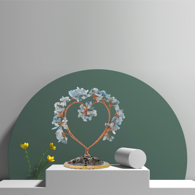 Raw Gemstone Copper Tree Agate Base Spiritual Meditation Energy Room Office Desk Decor Gifts
