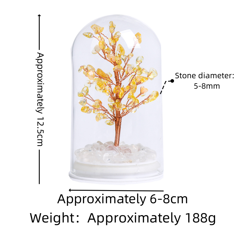 Raw Gemstone Copper Tree Crystal Wood Base Spiritual Meditation Energy Room Office Desk Decor Gifts