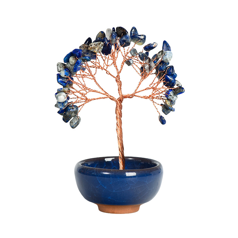 Raw Gemstone Copper Tree Spiritual Meditation Energy Room Office Desk Decor Gifts-60x130mm