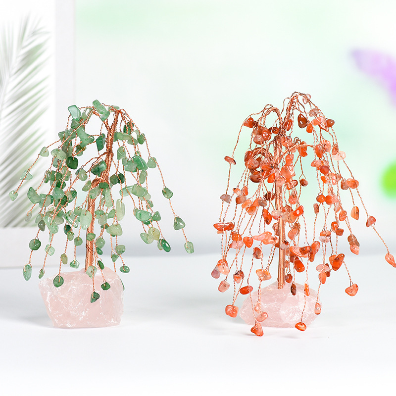 Raw Gemstone Copper Tree Spiritual Meditation Energy Room Office Desk Decor Gifts