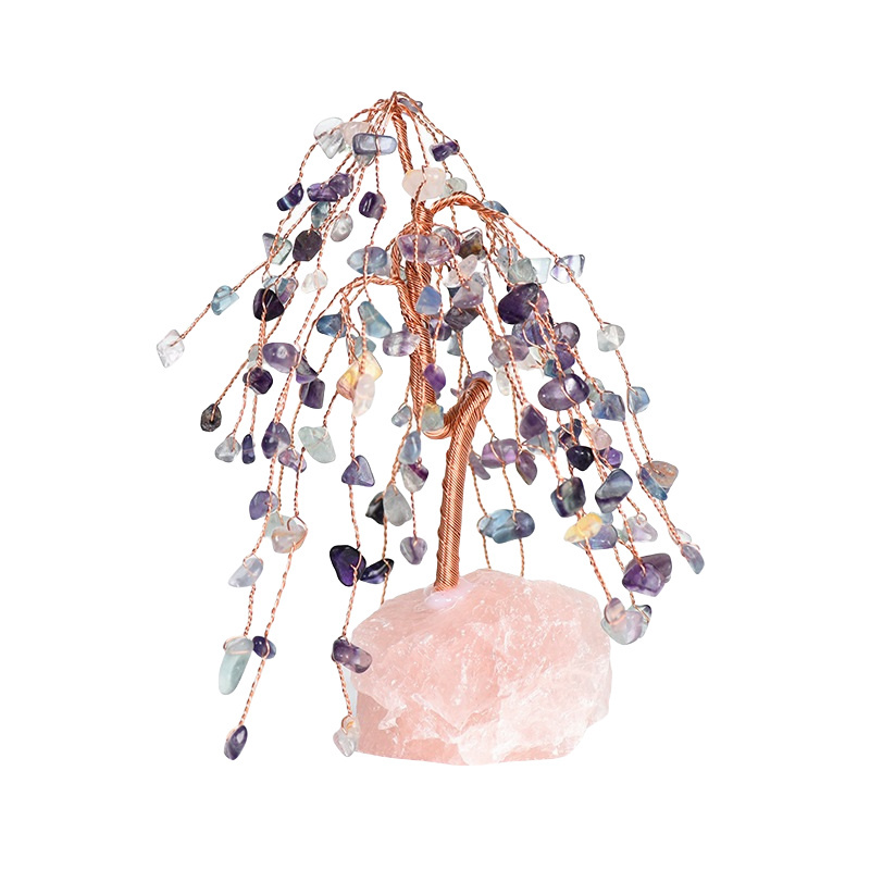 Raw Gemstone Copper Tree Spiritual Meditation Energy Room Office Desk Decor Gifts