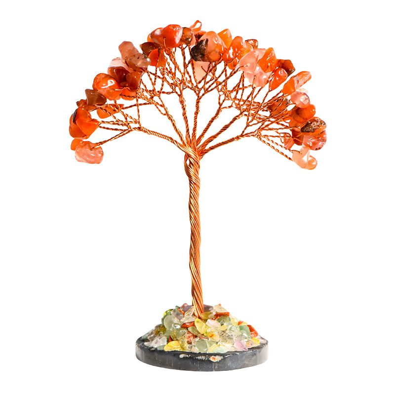 Raw Gemstone Copper Tree Spiritual Meditation Energy Room Office Desk Decor Gifts  Agate Base