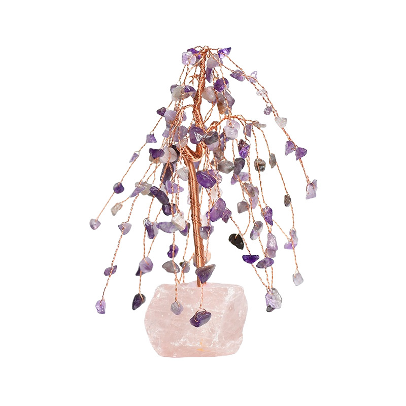 Raw Gemstone Copper Tree Spiritual Meditation Energy Room Office Desk Decor Gifts
