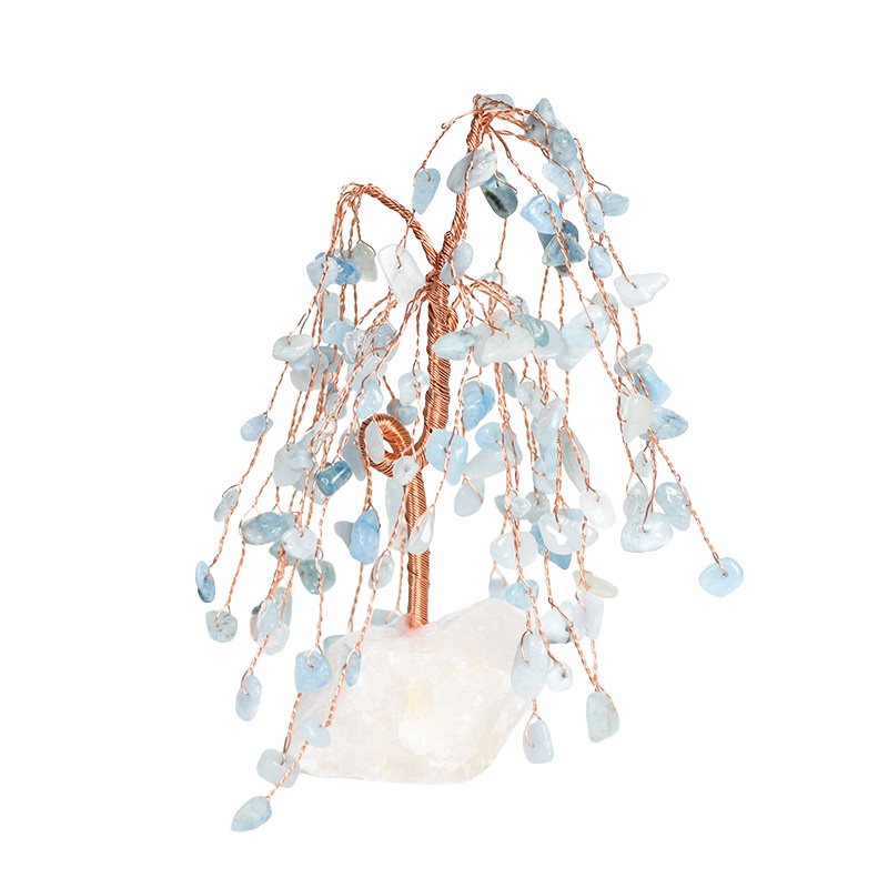 Raw Gemstone Copper Tree Spiritual Meditation Energy Room Office Desk Decor Gifts