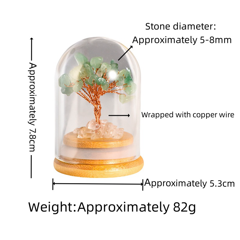 Stone Copper Wire Tree in Glass Cove Micro Landscape Ornament-78x53mm