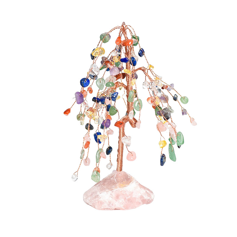 Raw Gemstone Copper Tree Spiritual Meditation Energy Room Office Desk Decor Gifts