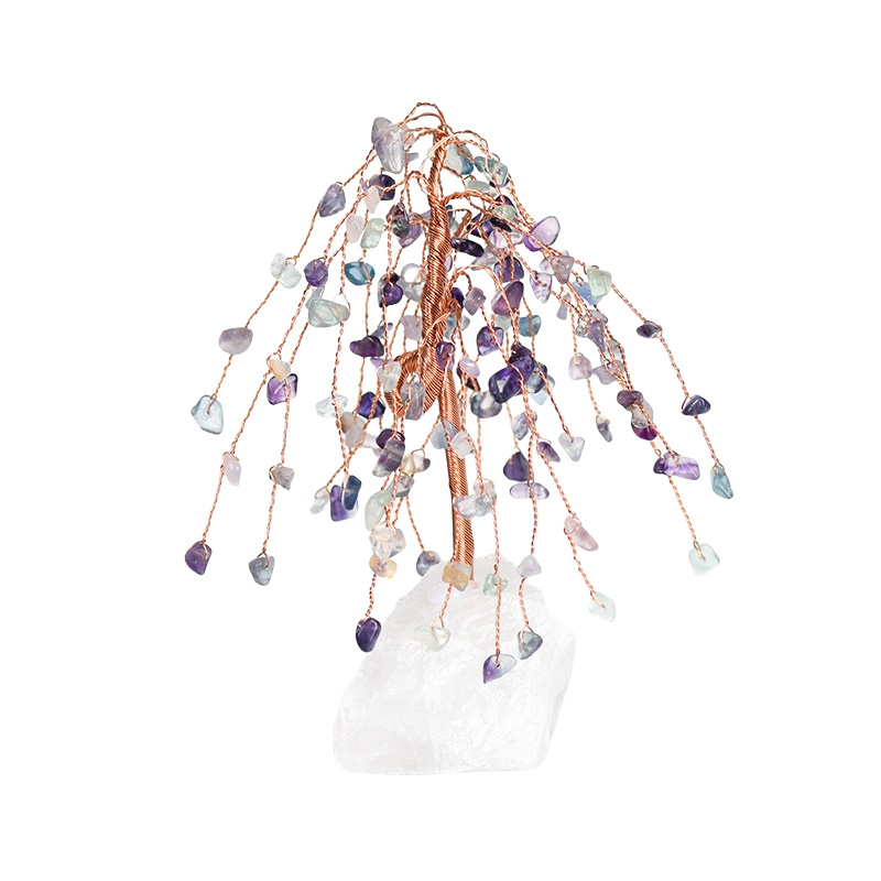 Raw Gemstone Copper Tree Spiritual Meditation Energy Room Office Desk Decor Gifts