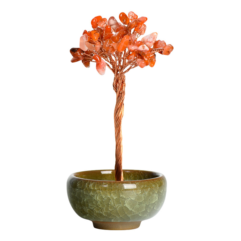 Raw Gemstone Copper Tree Spiritual Meditation Energy Room Office Desk Decor Gifts