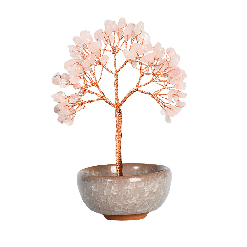 Raw Gemstone Copper Tree Spiritual Meditation Energy Room Office Desk Decor Gifts-60x130mm