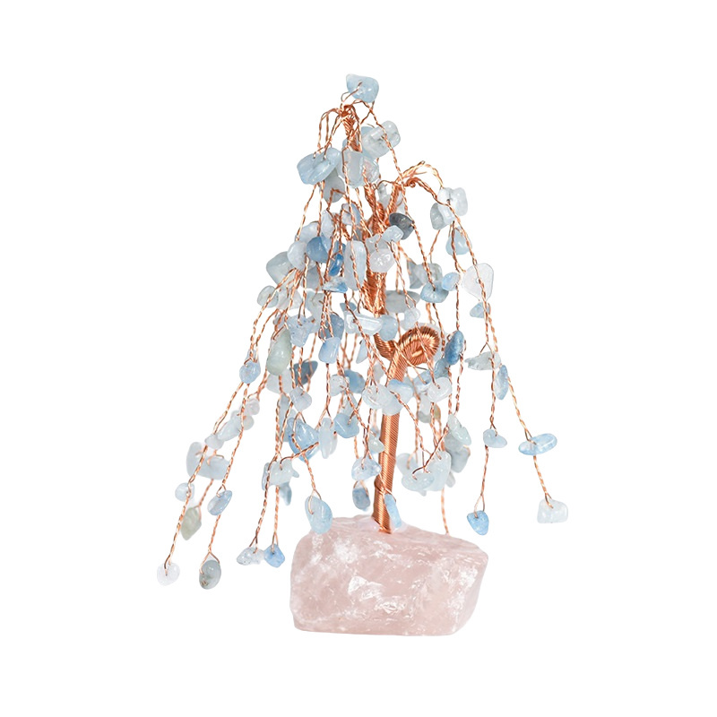 Raw Gemstone Copper Tree Spiritual Meditation Energy Room Office Desk Decor Gifts
