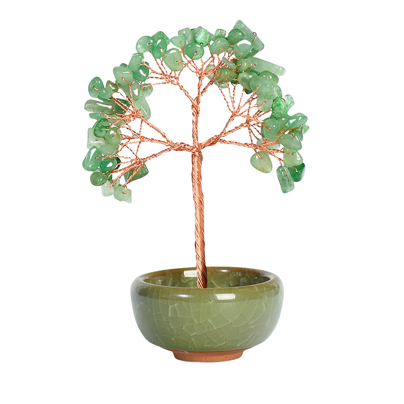 Raw Gemstone Copper Tree Spiritual Meditation Energy Room Office Desk Decor Gifts-60x130mm