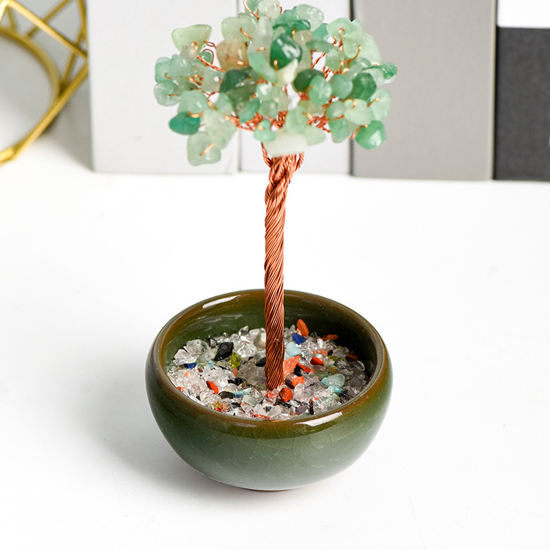 Raw Gemstone Copper Tree Spiritual Meditation Energy Room Office Desk Decor Gifts