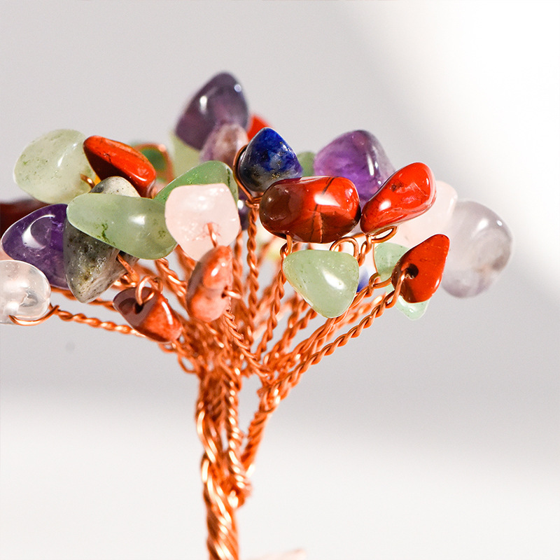 Stone Copper Wire Tree in Glass Cove Micro Landscape Ornament-78x53mm
