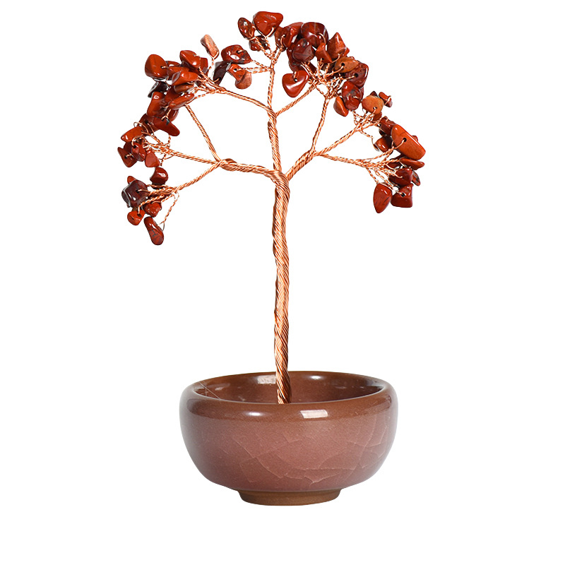 Raw Gemstone Copper Tree Spiritual Meditation Energy Room Office Desk Decor Gifts-60x130mm