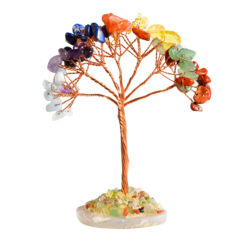 Raw Gemstone Copper Tree Spiritual Meditation Energy Room Office Desk Decor Gifts  Agate Base