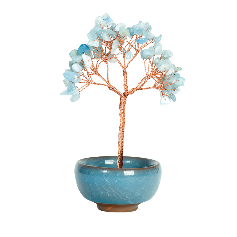 Raw Gemstone Copper Tree Spiritual Meditation Energy Room Office Desk Decor Gifts-60x130mm