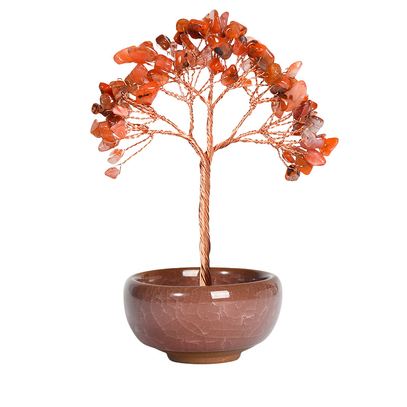 Raw Gemstone Copper Tree Spiritual Meditation Energy Room Office Desk Decor Gifts-60x130mm