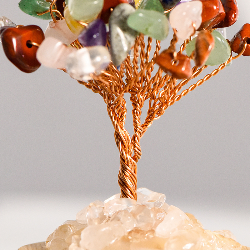 Stone Copper Wire Tree in Glass Cove Micro Landscape Ornament-78x53mm