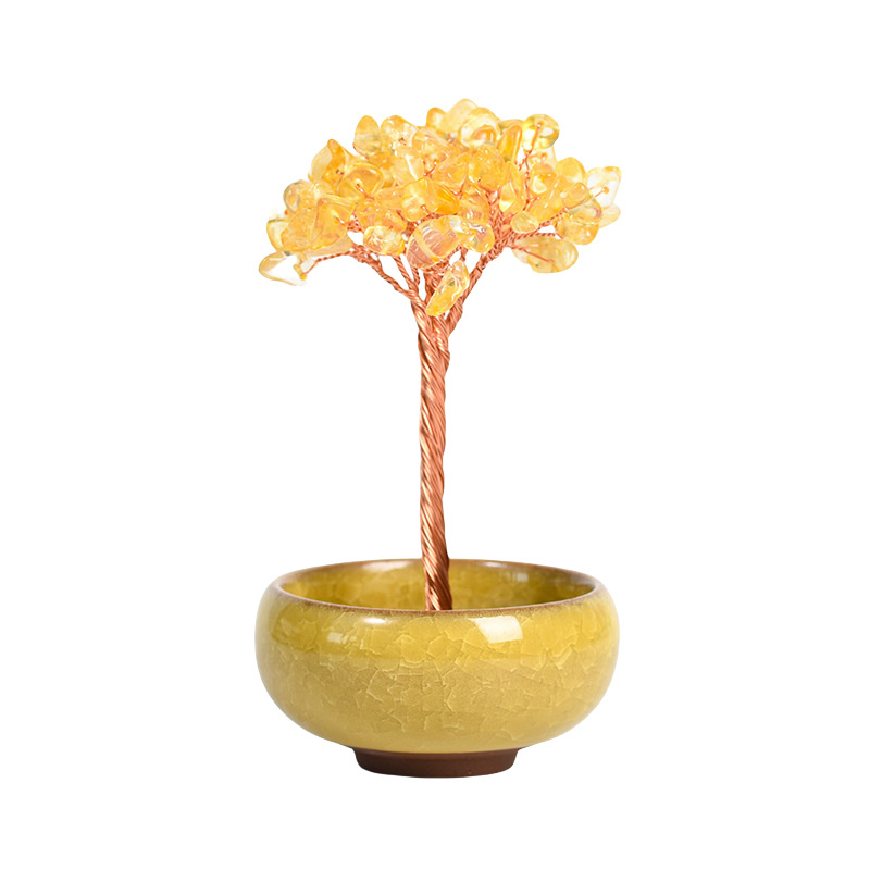 Raw Gemstone Copper Tree Spiritual Meditation Energy Room Office Desk Decor Gifts