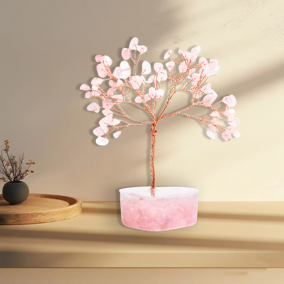 Raw Stone Copper Tree Resin Heart Base Ornament( Approx-56X120MM)