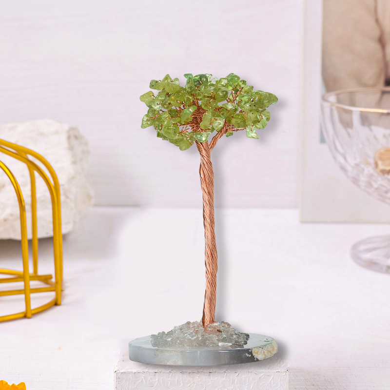 Raw Stone Copper Tree Agate Slice Base Ornament-11.5x(5-7)cm