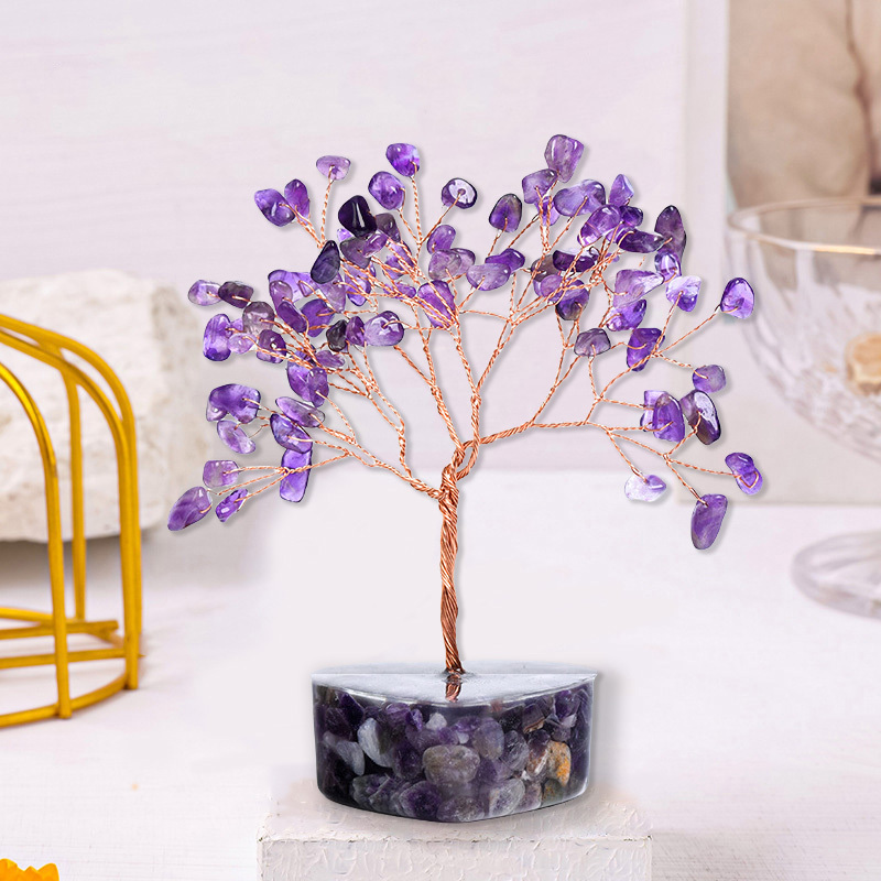 Raw Stone Copper Tree Resin Heart Base Ornament( Approx-56X120MM)
