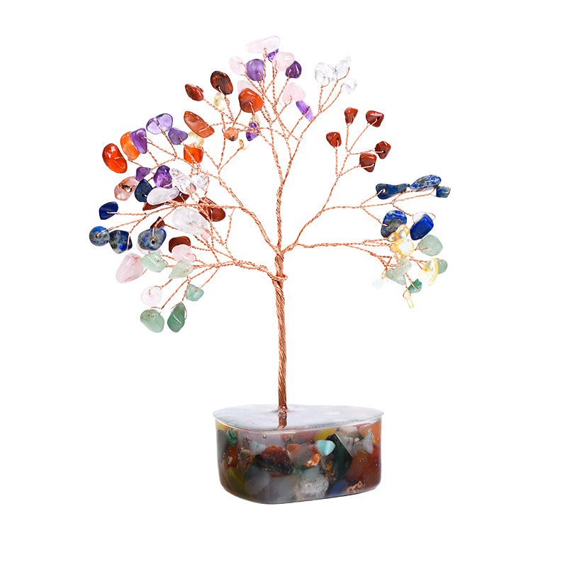 Raw Stone Copper Tree Resin Heart Base Ornament( Approx-56X120MM)