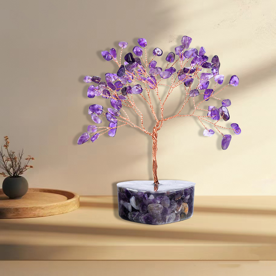 Raw Stone Copper Tree Resin Heart Base Ornament( Approx-56X120MM)