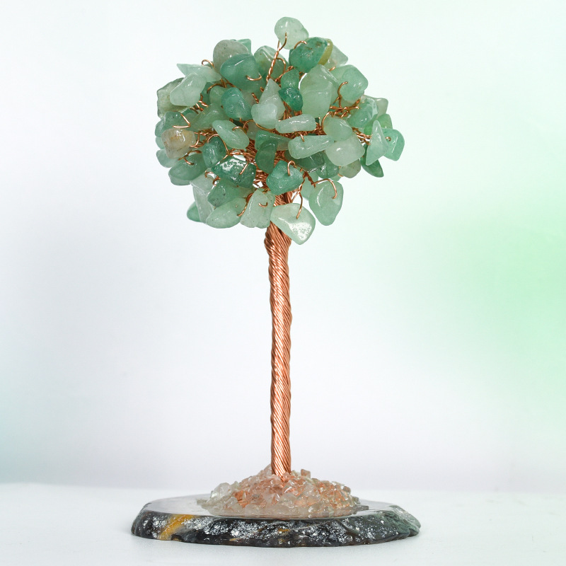 Raw Stone Copper Tree Agate Slice Base Ornament-11.5x(5-7)cm