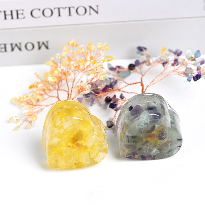 Raw Stone Copper Tree Resin Heart Base Ornament( Approx-56X120MM)
