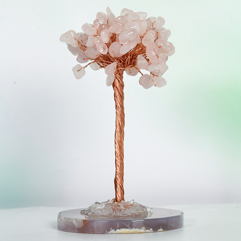 Raw Stone Copper Tree Agate Slice Base Ornament-11.5x(5-7)cm
