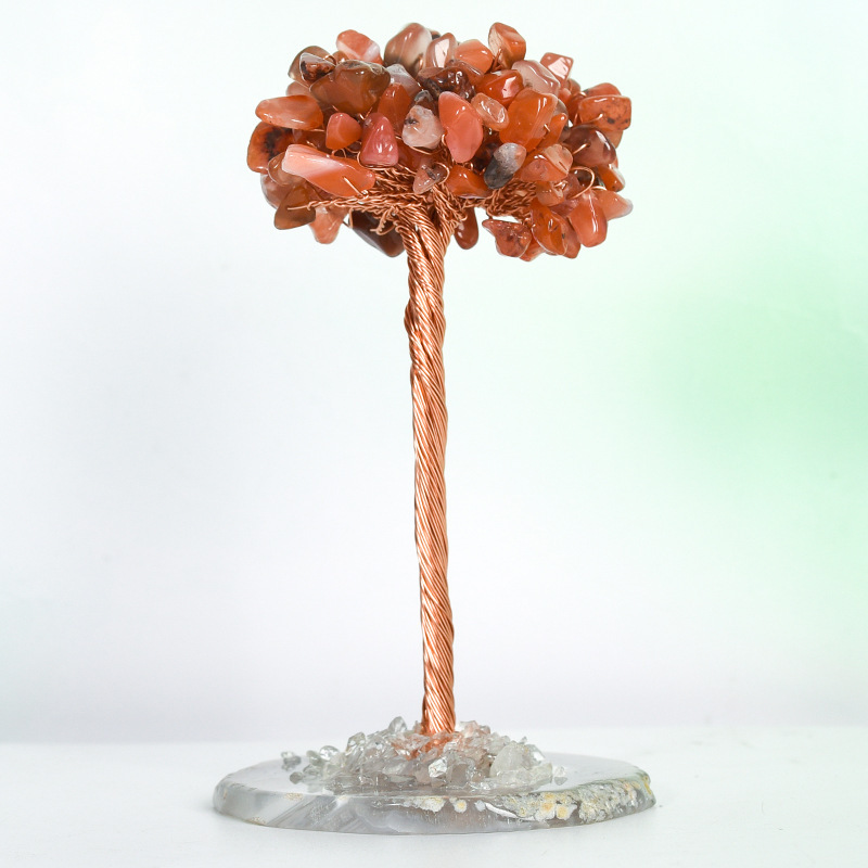 Raw Stone Copper Tree Agate Slice Base Ornament-11.5x(5-7)cm