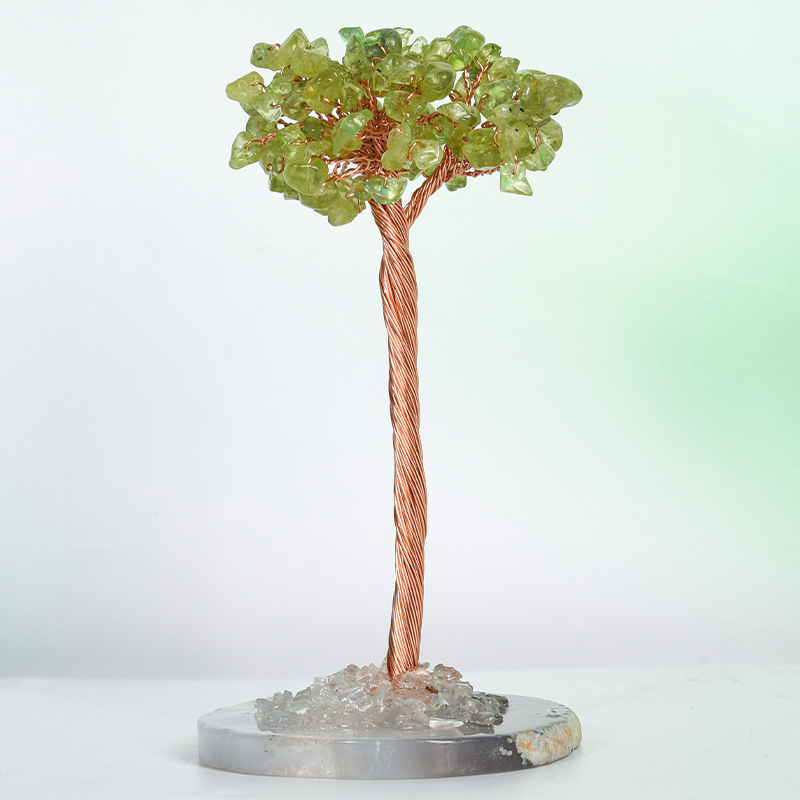 Raw Stone Copper Tree Agate Slice Base Ornament-11.5x(5-7)cm
