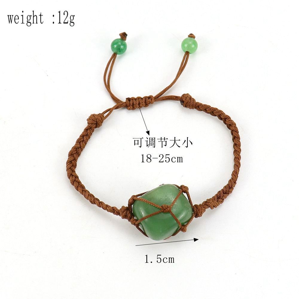 Tumbled Stone Brown Woven Mesh Bag Bracelets Adjustable