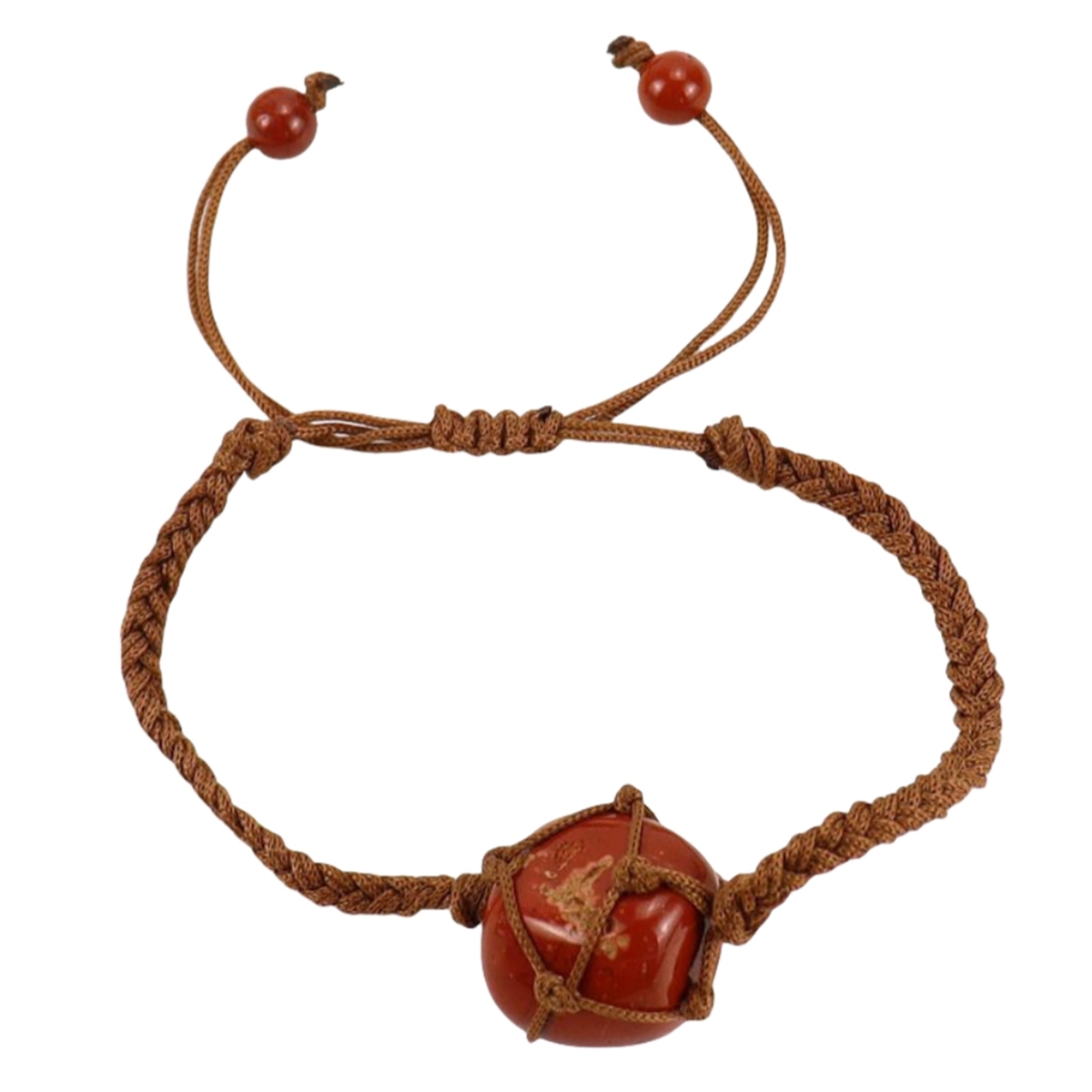 Tumbled Stone Brown Woven Mesh Bag Bracelets Adjustable