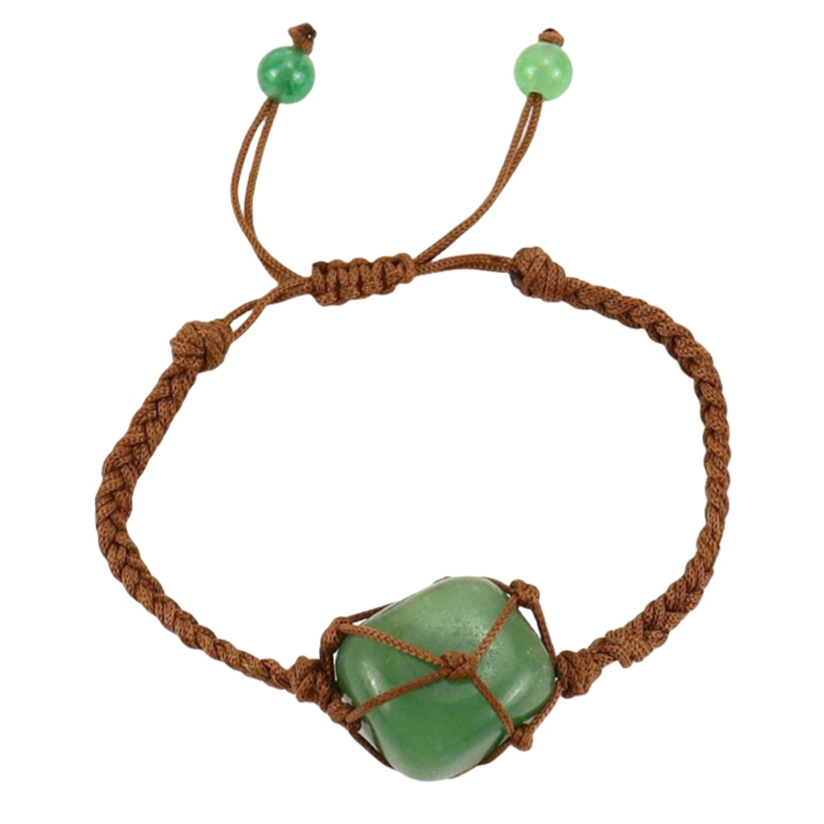 Tumbled Stone Brown Woven Mesh Bag Bracelets Adjustable