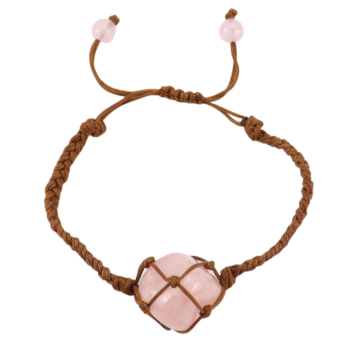 Tumbled Stone Brown Woven Mesh Bag Bracelets Adjustable