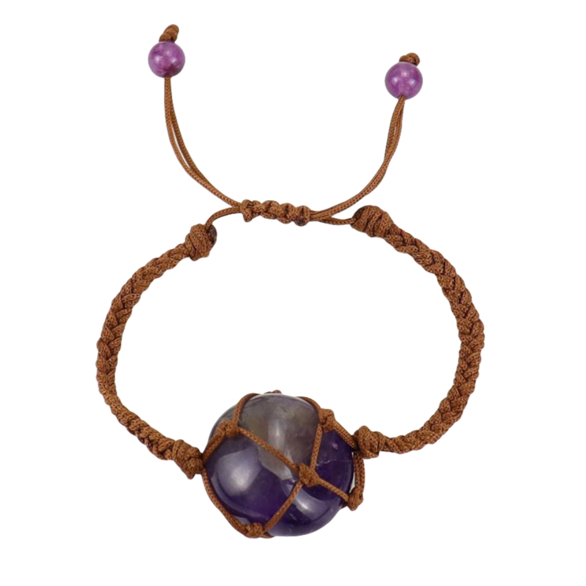 Tumbled Stone Brown Woven Mesh Bag Bracelets Adjustable