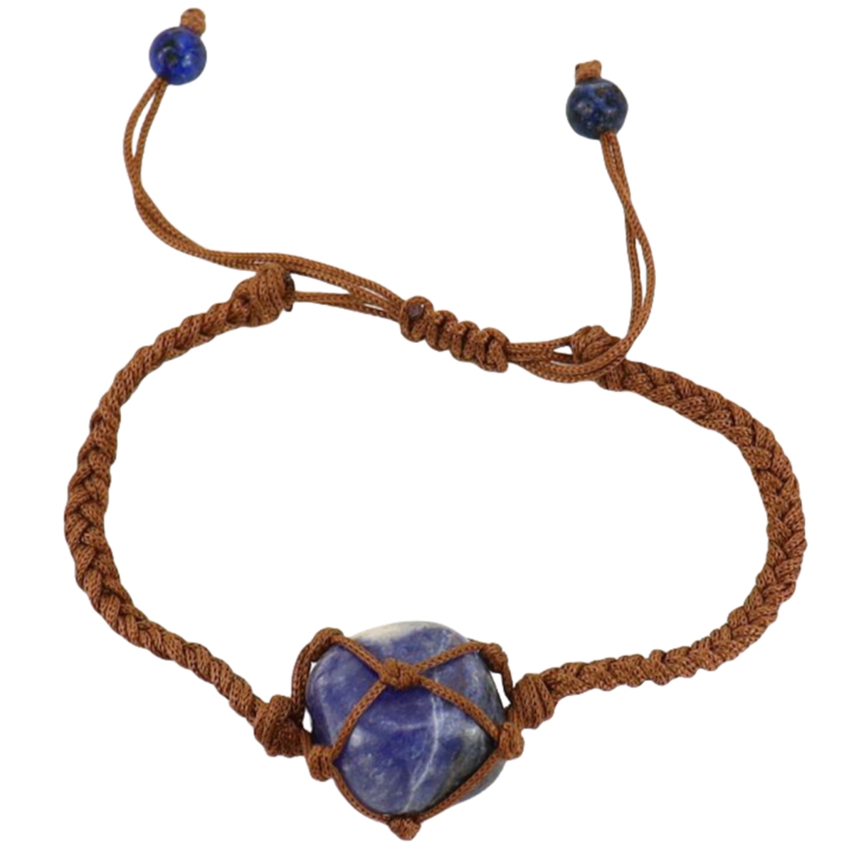 Tumbled Stone Brown Woven Mesh Bag Bracelets Adjustable