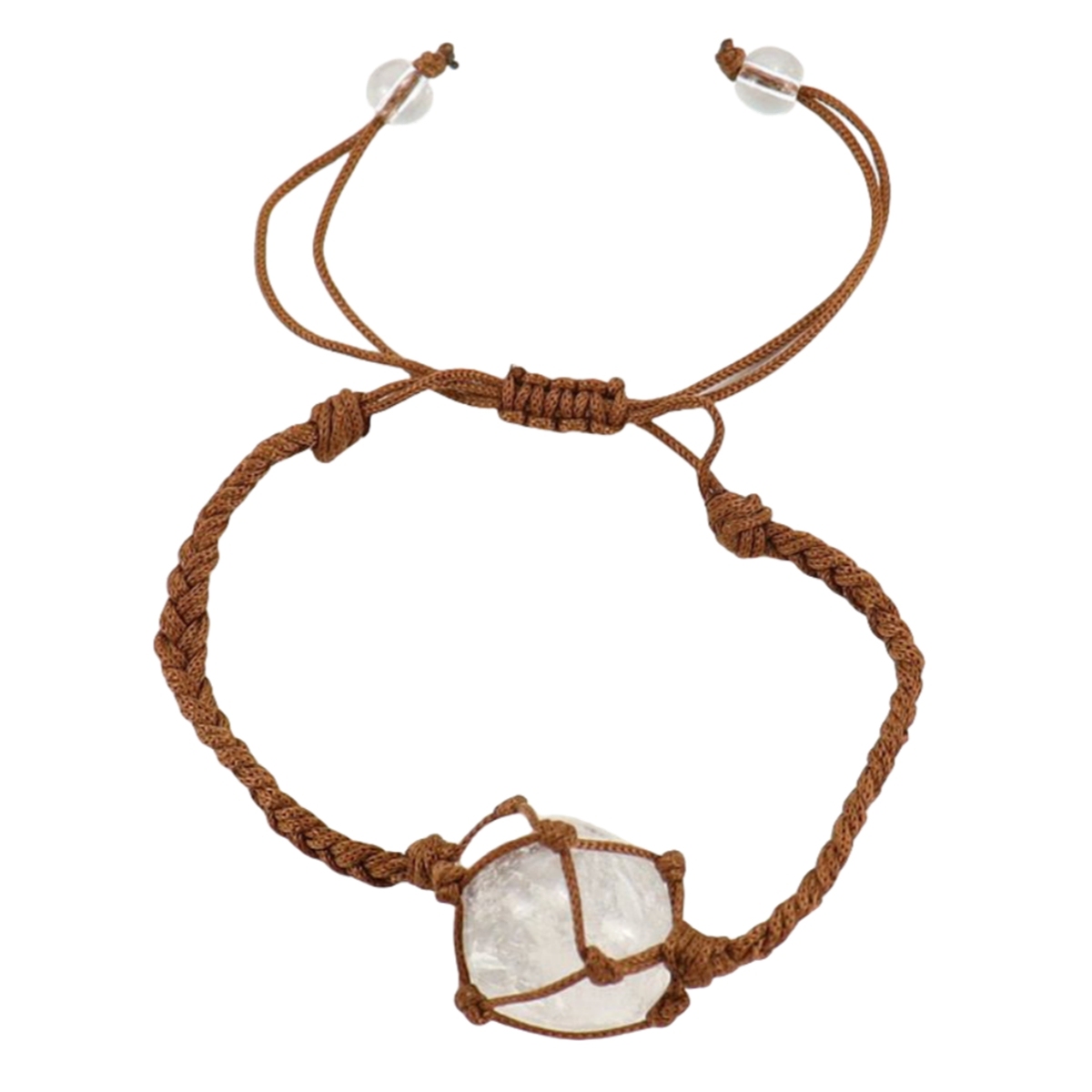 Tumbled Stone Brown Woven Mesh Bag Bracelets Adjustable