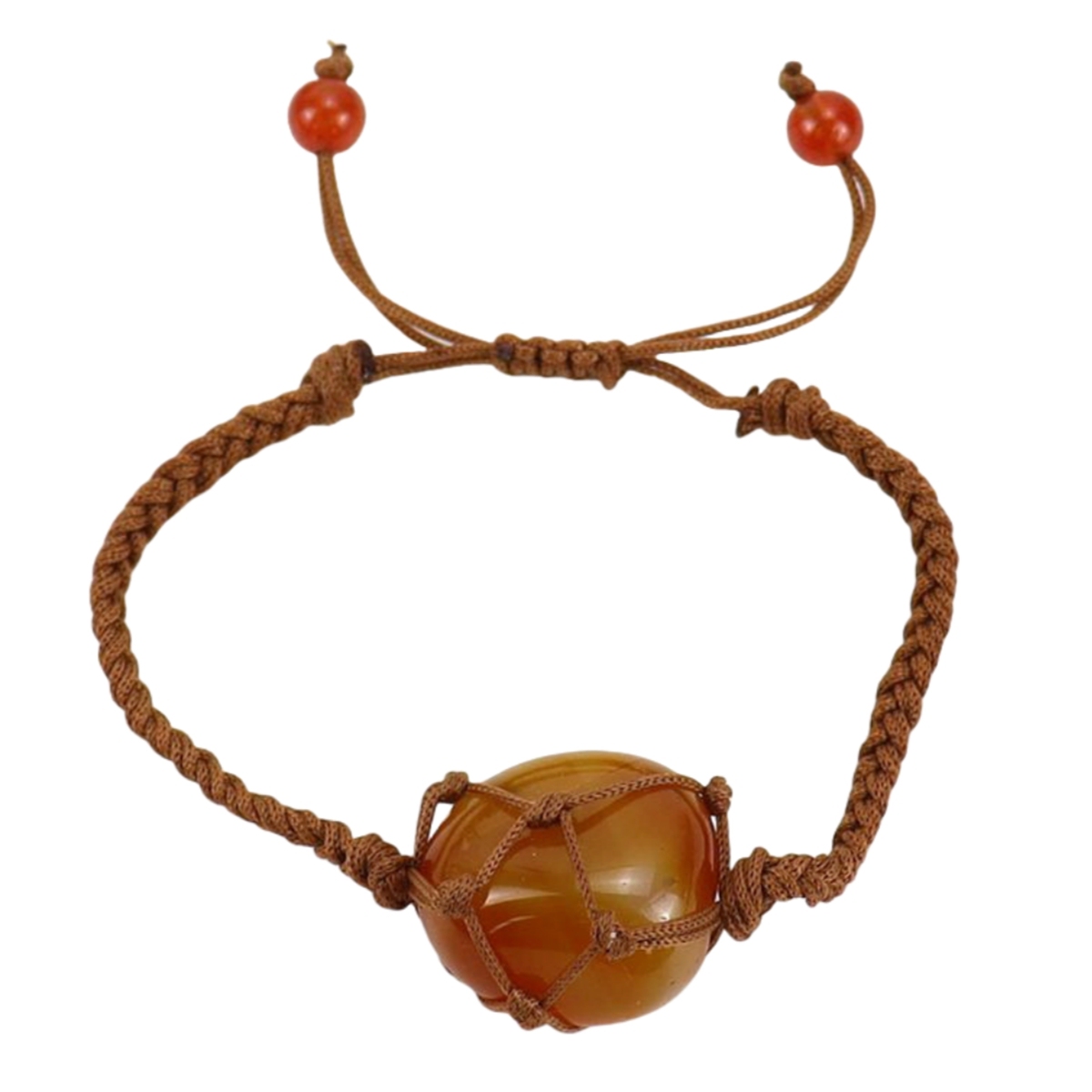 Tumbled Stone Brown Woven Mesh Bag Bracelets Adjustable
