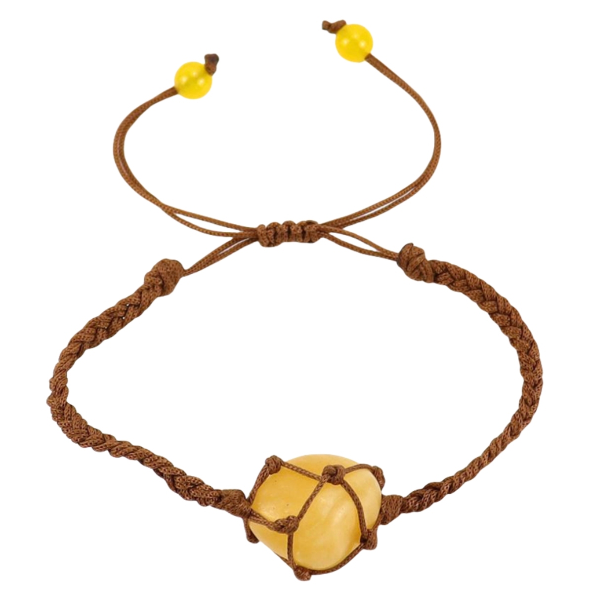 Tumbled Stone Brown Woven Mesh Bag Bracelets Adjustable