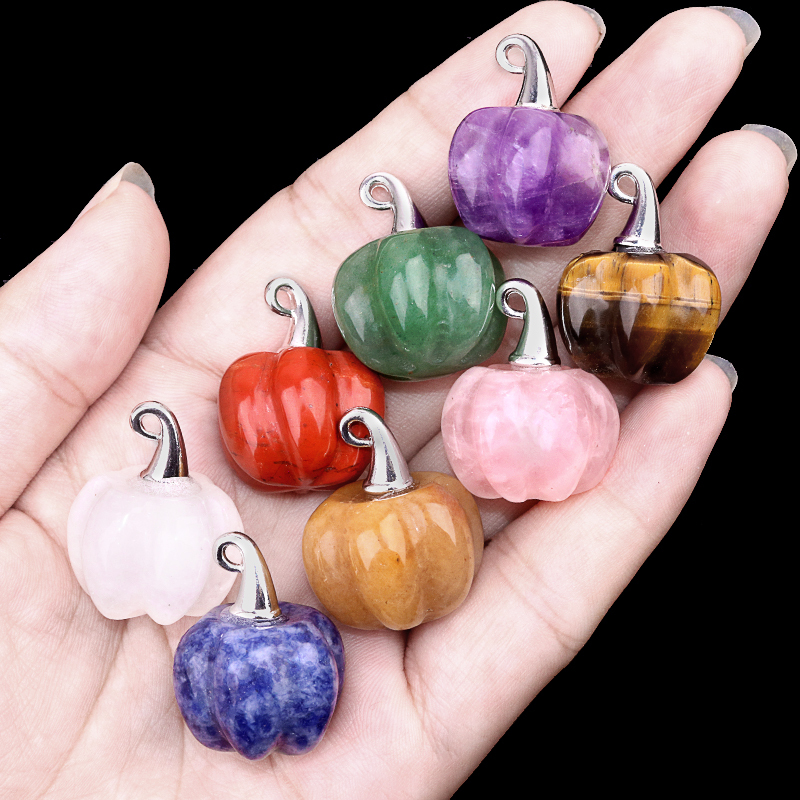 Gemstone Handmade Craved 20MM Pumpkin Pendant Wizard Hat Findings