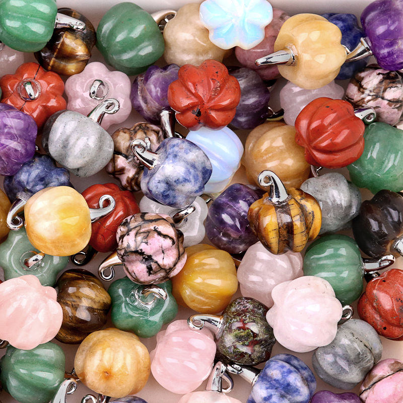Gemstone Handmade Craved 20MM Pumpkin Pendant Wizard Hat Findings