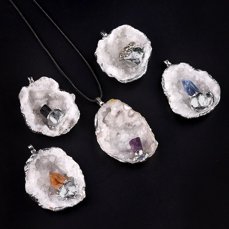 Druzy Crystal Cave Pendant for Making Jewelry