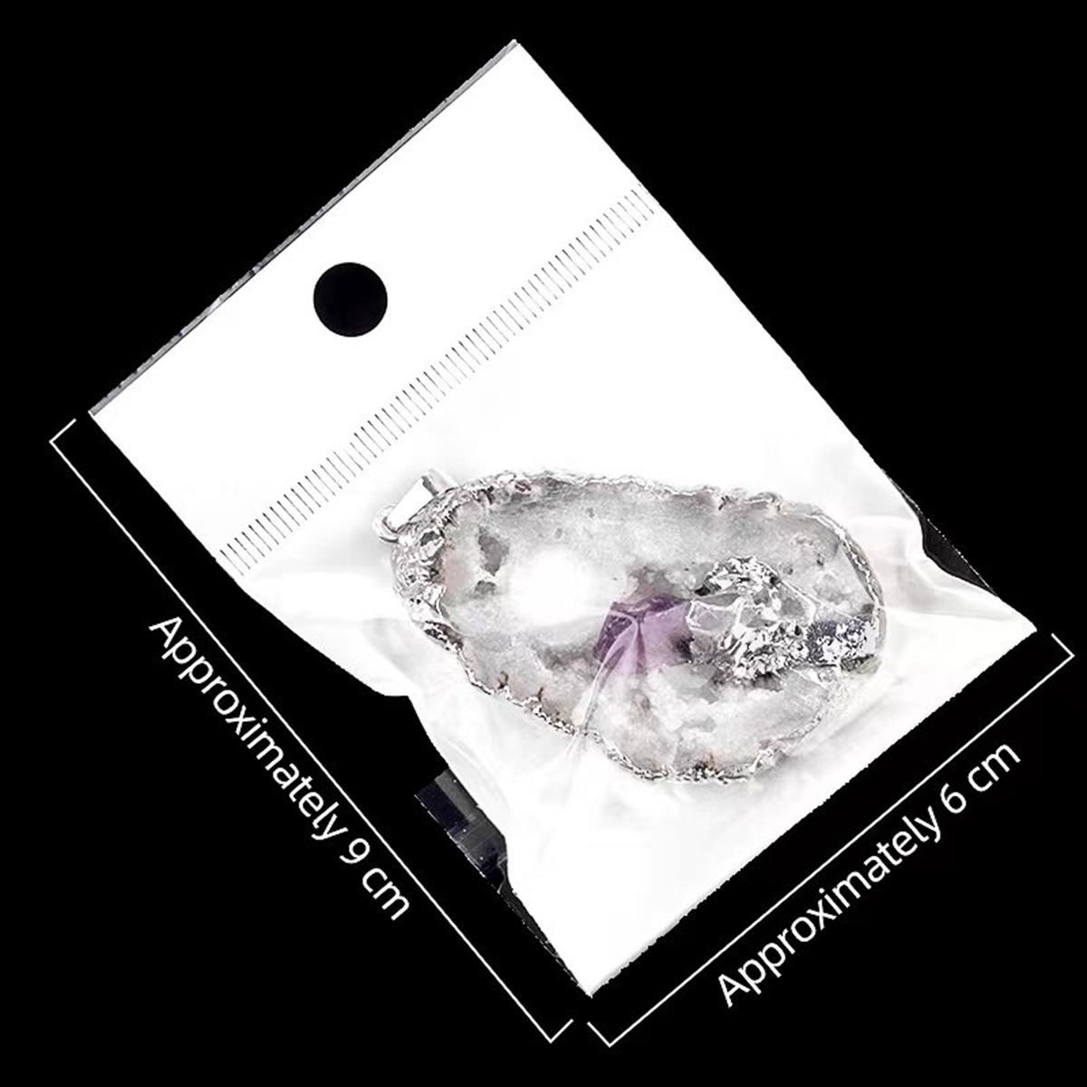 Silver Druzy Crystal Cave Pendant Necklace