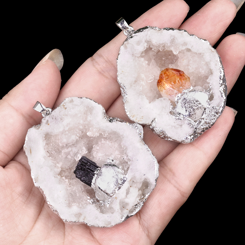 Druzy Crystal Cave Pendant for Making Jewelry