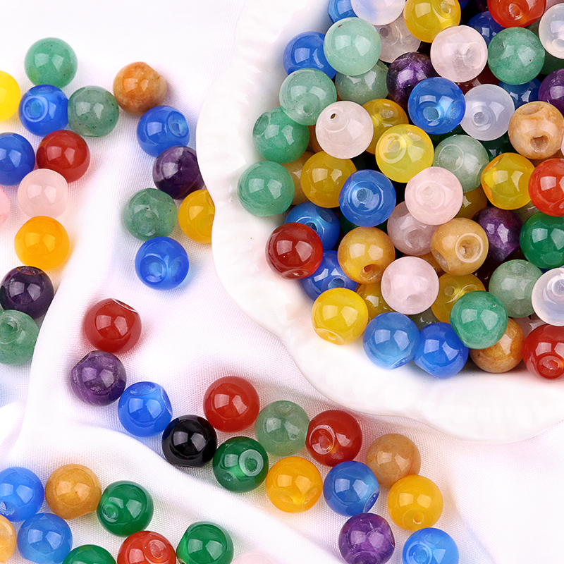 Natural Gemstone 10MM Button Round Beads Drilled 2.0mm Edge-hole 10PCS/BAGS