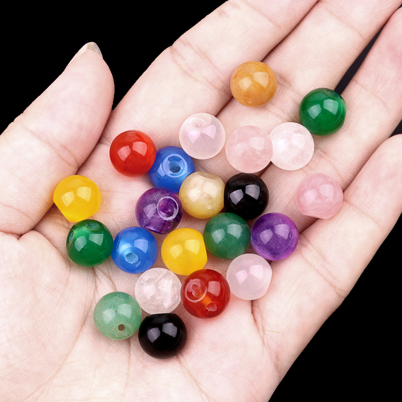 Natural Gemstone 10MM Button Round Beads Drilled 2.0mm Edge-hole 10PCS/BAGS